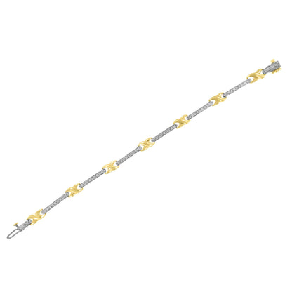 10K Yellow Gold 1.00 Cttw Pave Set Diamond Bar and X-Link 7" Bracelet (I-J Color, I3 Quality) by Bids.com