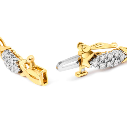 10K Yellow Gold 1.00 Cttw Round-Cut Diamond Spiral Link 7" Bracelet (H-I Color, I2-I3 Clarity) by Bids.com