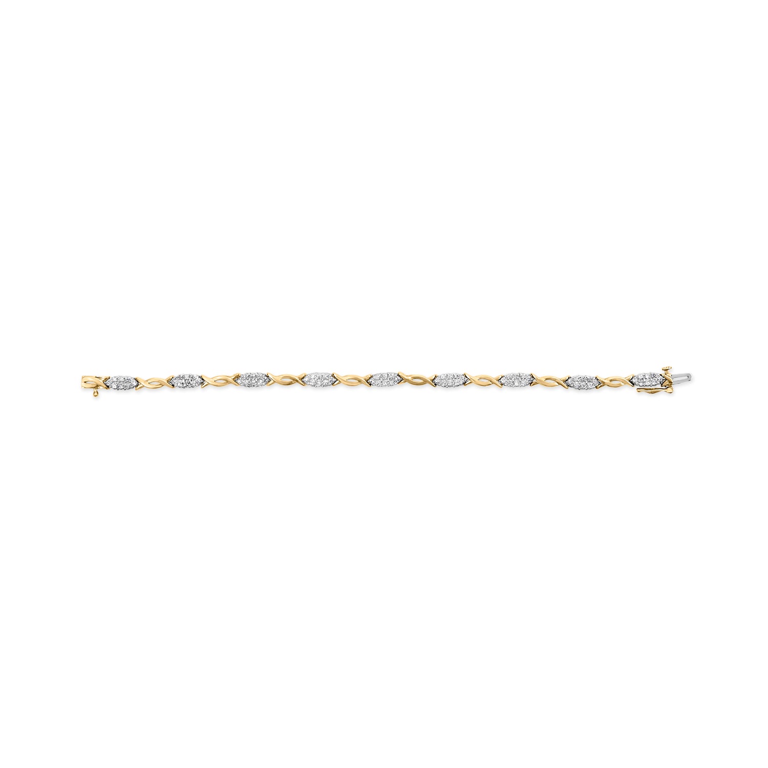 10K Yellow Gold 1.00 Cttw Round-Cut Diamond Spiral Link 7" Bracelet (H-I Color, I2-I3 Clarity) by Bids.com