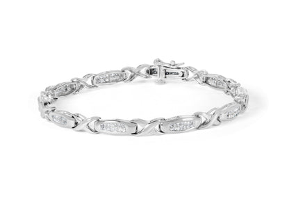 14K White Gold 1.0 Cttw Invisible-Set Princess Diamond Tennis Bracelet (H-I Color, SI1-SI2 Clarity) - 7"  DestGlow