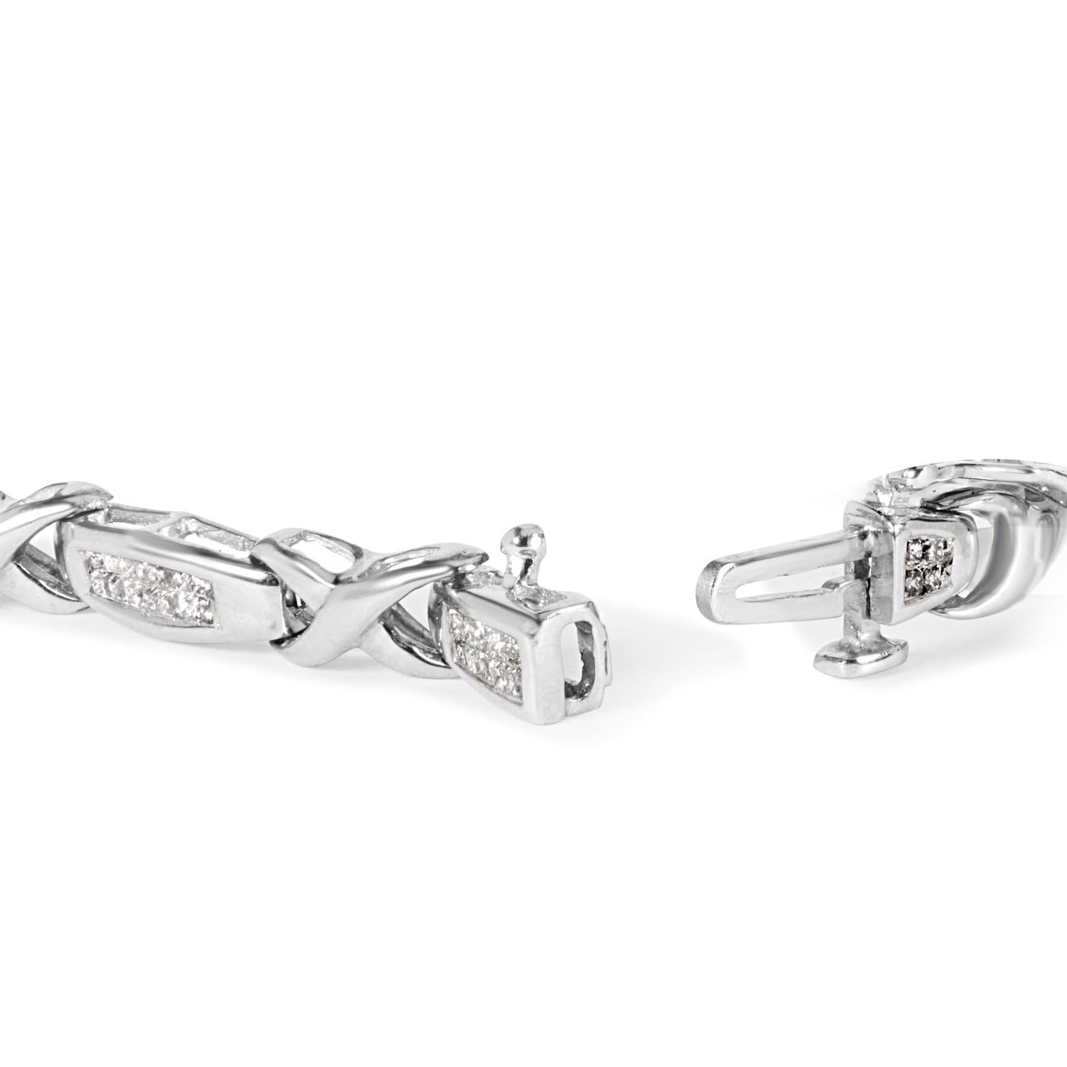 14K White Gold 1.0 Cttw Invisible-Set Princess Diamond Tennis Bracelet (H-I Color, SI1-SI2 Clarity) - 7"  DestGlow