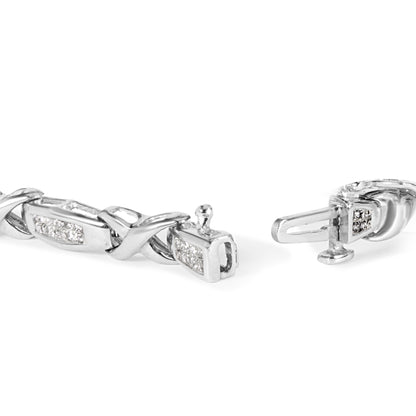 14K White Gold 1.0 Cttw Invisible-Set Princess Diamond Tennis Bracelet (H-I Color, SI1-SI2 Clarity) - 7"  DestGlow