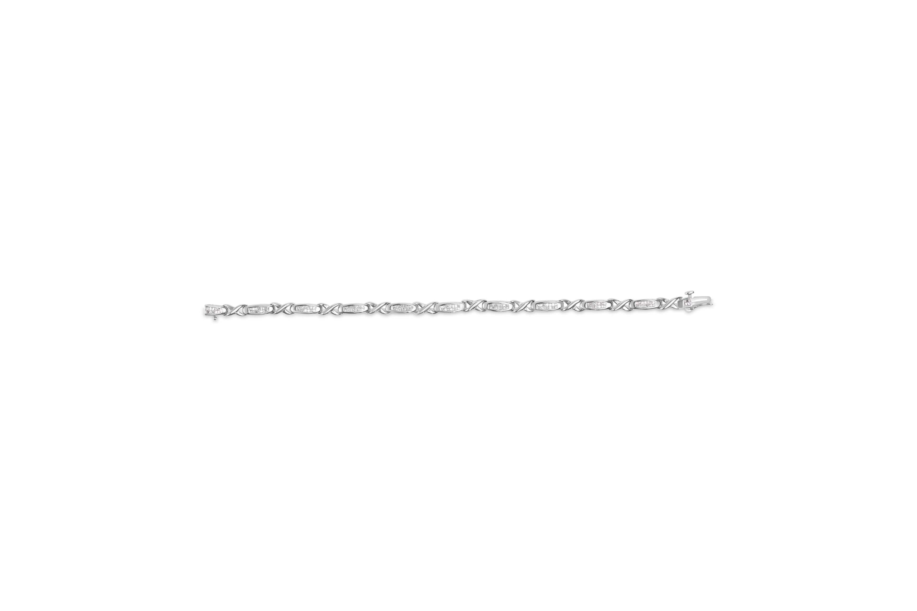 14K White Gold 1.0 Cttw Invisible-Set Princess Diamond Tennis Bracelet (H-I Color, SI1-SI2 Clarity) - 7"  DestGlow