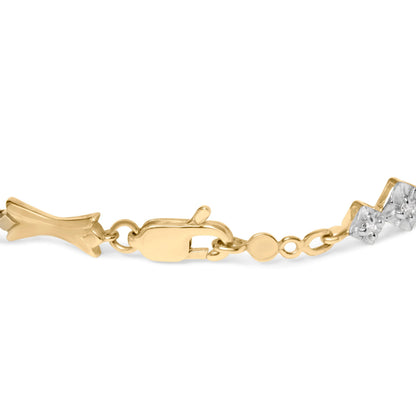 10k Gold 1/3 Cttw Diamond Miracle Set Alternating Bar and Link Bracelet (I-J Color, I1-I2 Clarity) - 7.75" Inches 
