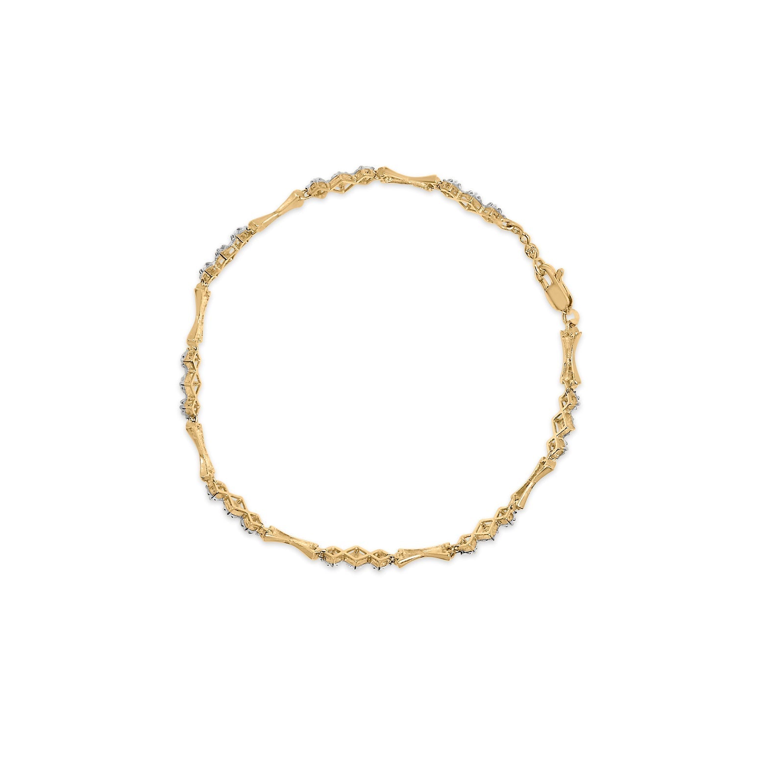 10k Gold 1/3 Cttw Diamond Miracle Set Alternating Bar and Link Bracelet (I-J Color, I1-I2 Clarity) - 7.75" Inches 
