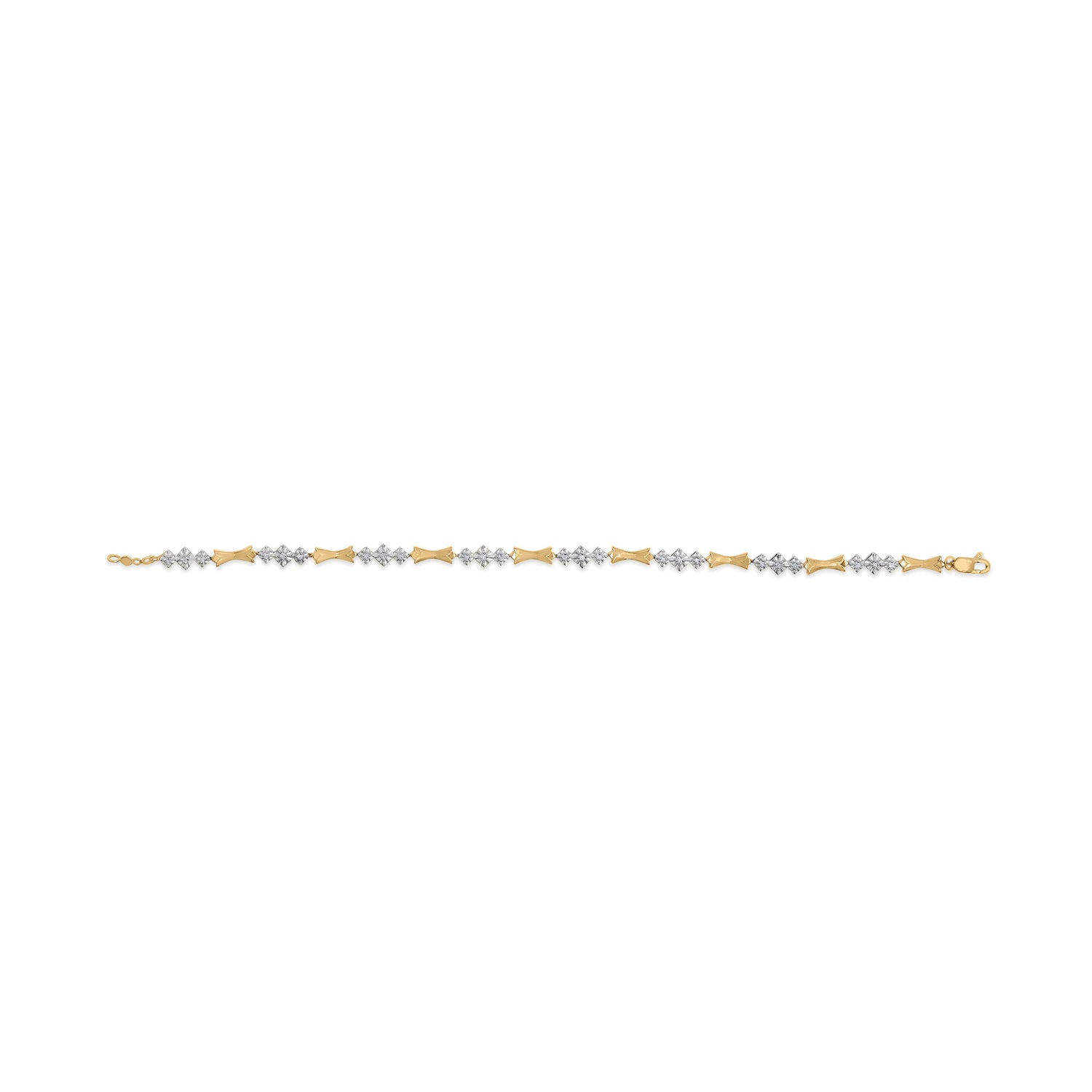 10k Gold 1/3 Cttw Diamond Miracle Set Alternating Bar and Link Bracelet (I-J Color, I1-I2 Clarity) - 7.75" Inches 