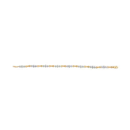 10k Gold 1/3 Cttw Diamond Miracle Set Alternating Bar and Link Bracelet (I-J Color, I1-I2 Clarity) - 7.75" Inches 