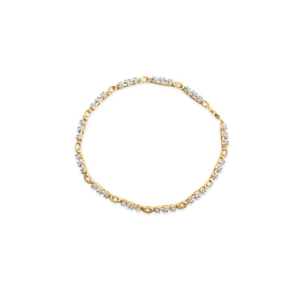 10k Yellow Gold 1.00 Cttw Diamond 3 Stone Link Bracelet (I-J Color, I1-I2 Clarity) -7.25" Inches by Bids.com