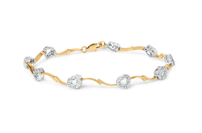 10k Two-Tone Gold 1/3 Cttw Diamond Pave Set Heart S-Link 7.25" Bracelet (I-J Color, I2-I3 Clarity) by Bids.com