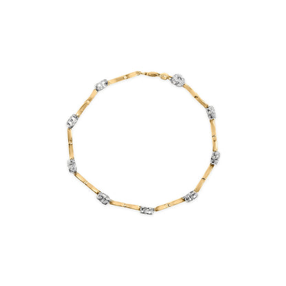 10k Two-Tone Gold 1/3 Cttw Diamond Pave Set Heart S-Link 7.25" Bracelet (I-J Color, I2-I3 Clarity) by Bids.com