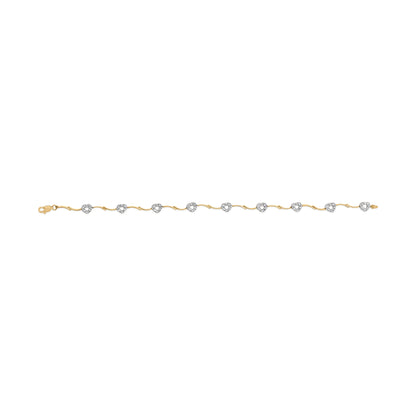 10k Two-Tone Gold 1/3 Cttw Diamond Pave Set Heart S-Link 7.25" Bracelet (I-J Color, I2-I3 Clarity) by Bids.com