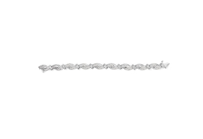 14K White Gold 4.0 Cttw Invisble Set Princess-Cut Diamond Wave Style Link Bracelet (H-I Color, SI2-I1 Clarity) - 7" by Bids.com