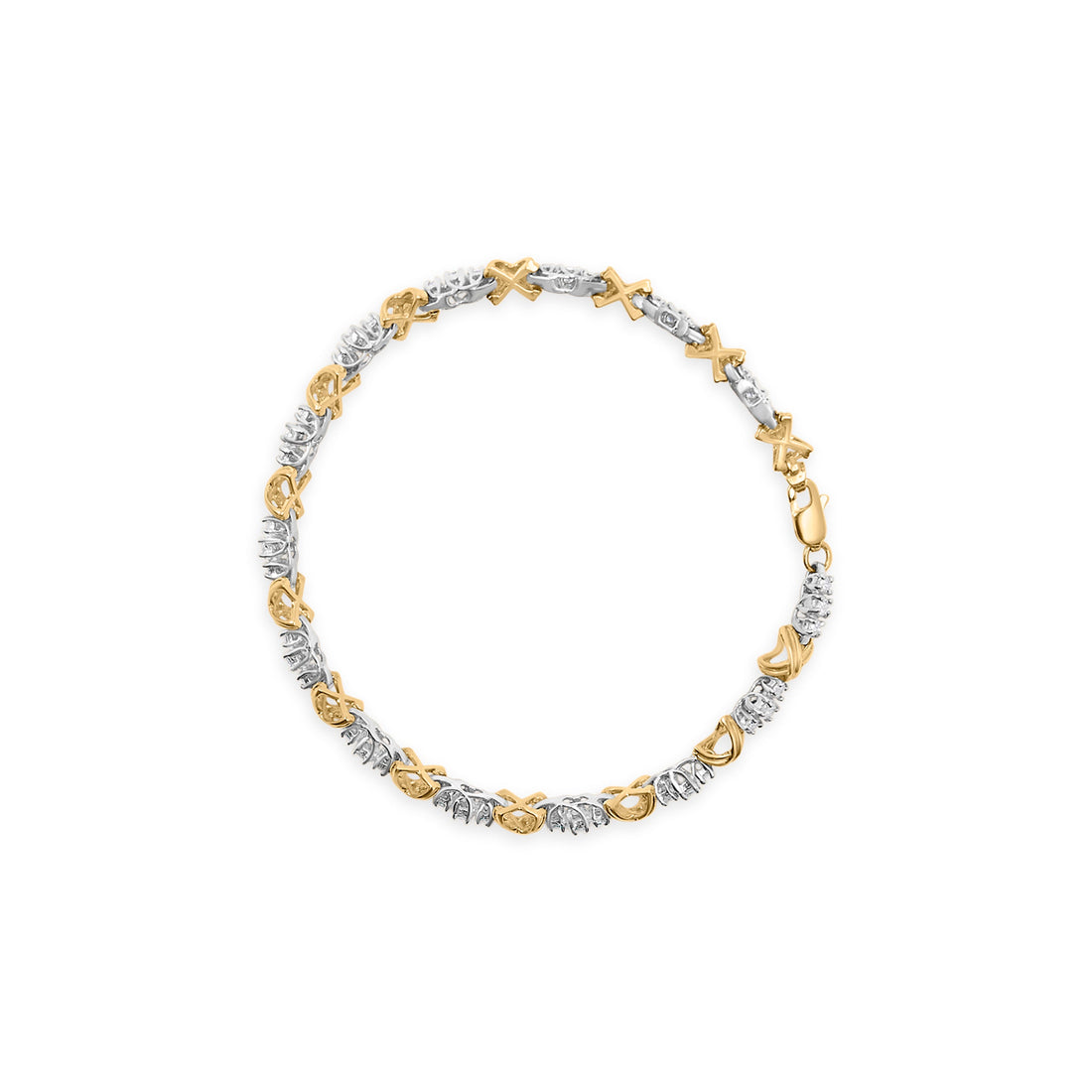 10K Two-Tone Gold 1.00 Cttw Diamond X-Link Link Bracelet by Bids.com
