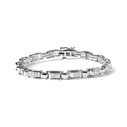 14K White Gold 1.00 Cttw Princess-Cut Diamond Link Bracelet (I-J Color, I1-I2 Clarity) - Size 7.25 by Bids.com
