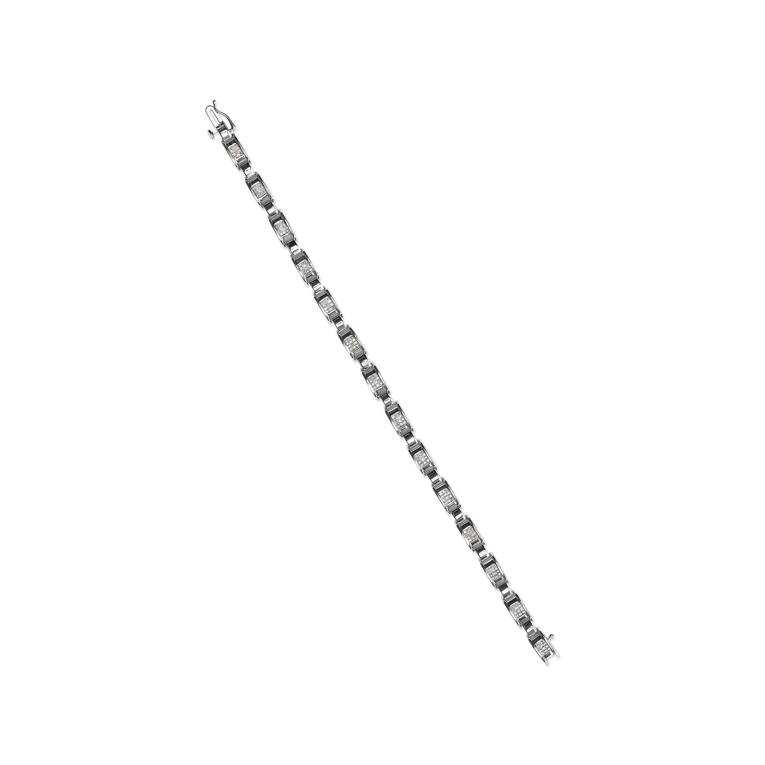 14K White Gold 1.00 Cttw Princess-Cut Diamond Link Bracelet (I-J Color, I1-I2 Clarity) - Size 7.25 by Bids.com