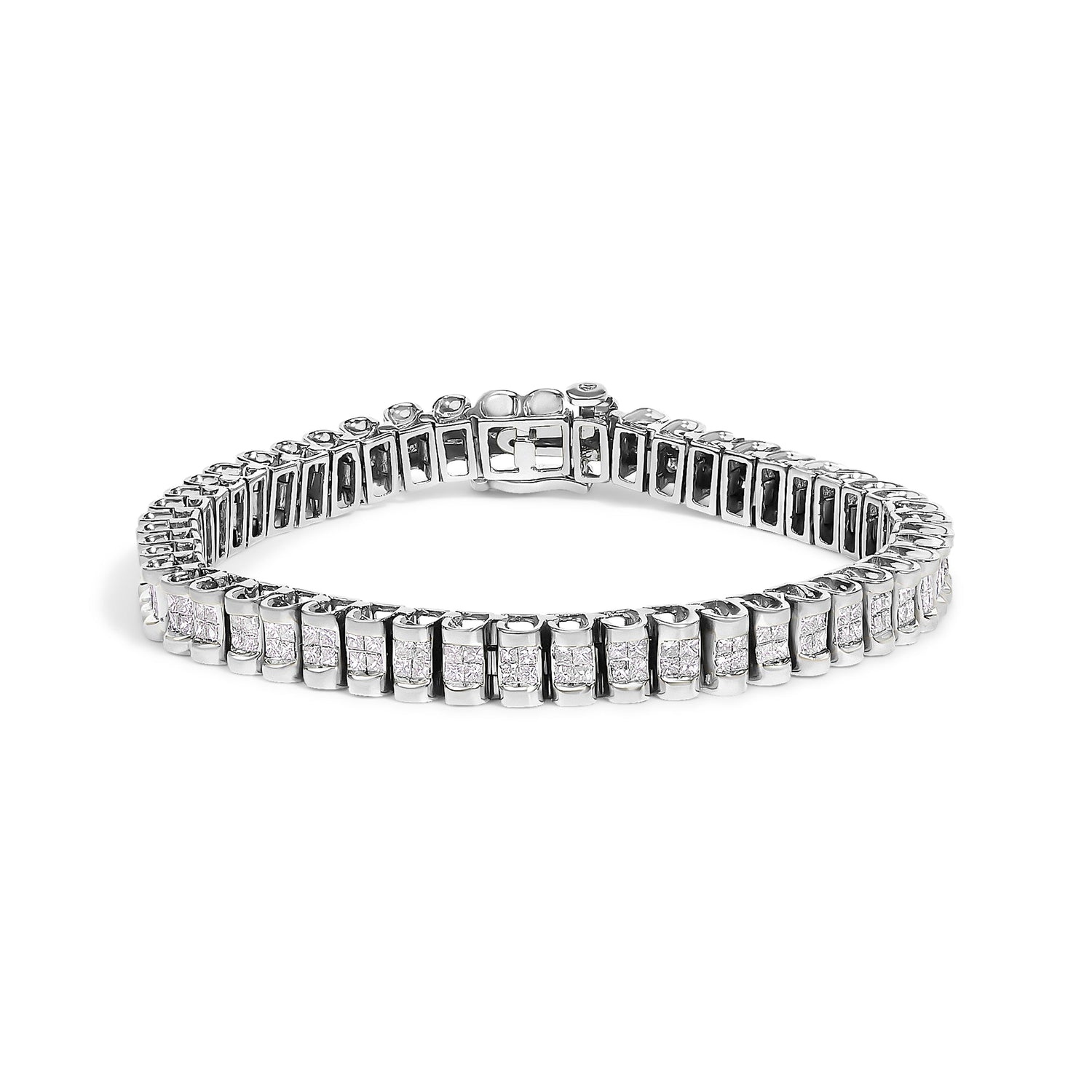 14K Yellow Gold 3.0 Cttw Princess Cut Quad Invisible Set Tennis Bracelet (H-I Color, SI1-SI2 Clarity) - 7â€ by Bids.com