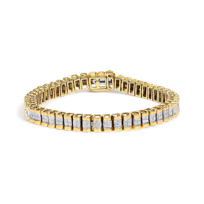 14K Yellow Gold 3.0 Cttw Princess Cut Quad Invisible Set Tennis Bracelet (H-I Color, SI1-SI2 Clarity) - 7â€ by Bids.com