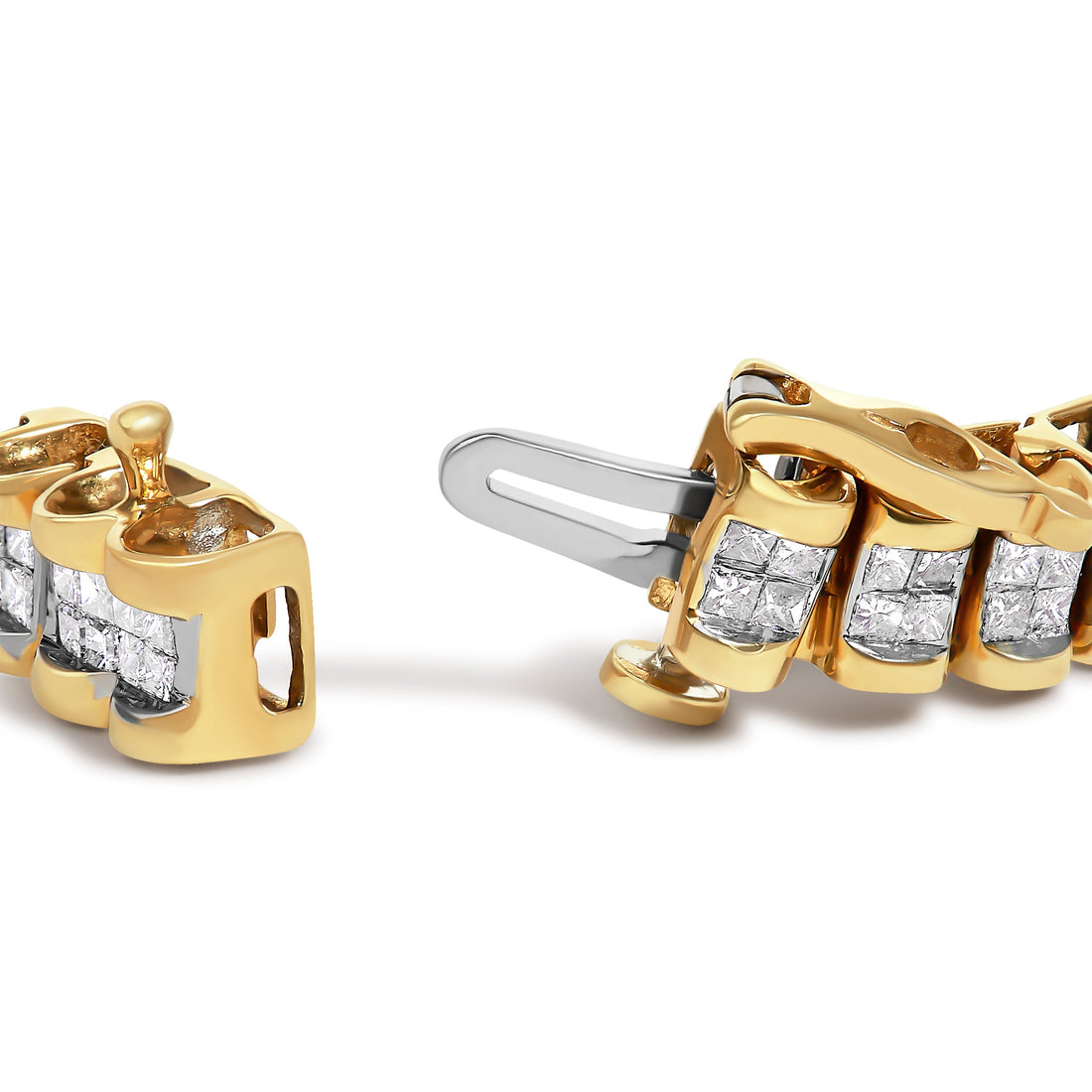 14K Yellow Gold 3.0 Cttw Princess Cut Quad Invisible Set Tennis Bracelet (H-I Color, SI1-SI2 Clarity) - 7â€ by Bids.com