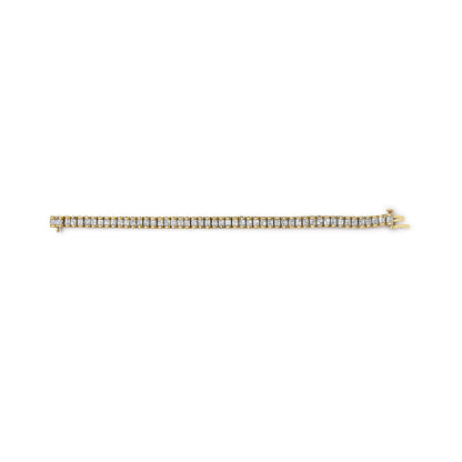 14K Yellow Gold 3.0 Cttw Princess Cut Quad Invisible Set Tennis Bracelet (H-I Color, SI1-SI2 Clarity) - 7â€ by Bids.com