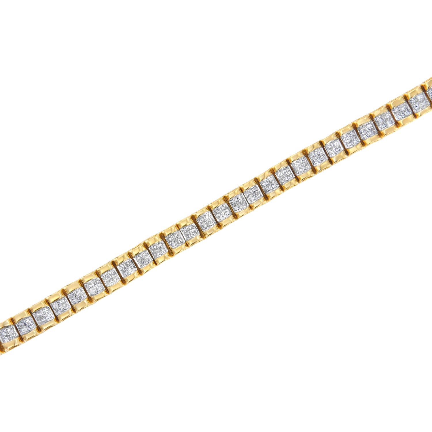 14K Yellow Gold 3.0 Cttw Princess Cut Quad Invisible Set Tennis Bracelet (H-I Color, SI1-SI2 Clarity) - 7â€ by Bids.com