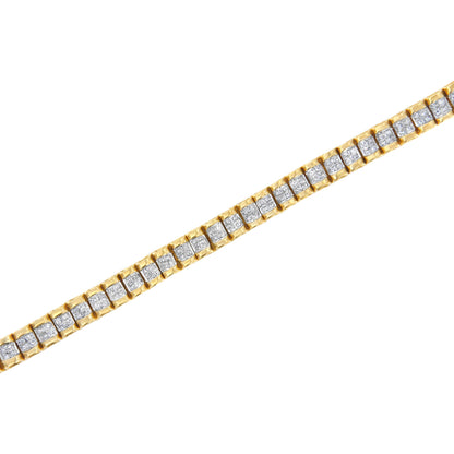 14K Yellow Gold 3.0 Cttw Princess Cut Quad Invisible Set Tennis Bracelet (H-I Color, SI1-SI2 Clarity) - 7â€ by Bids.com