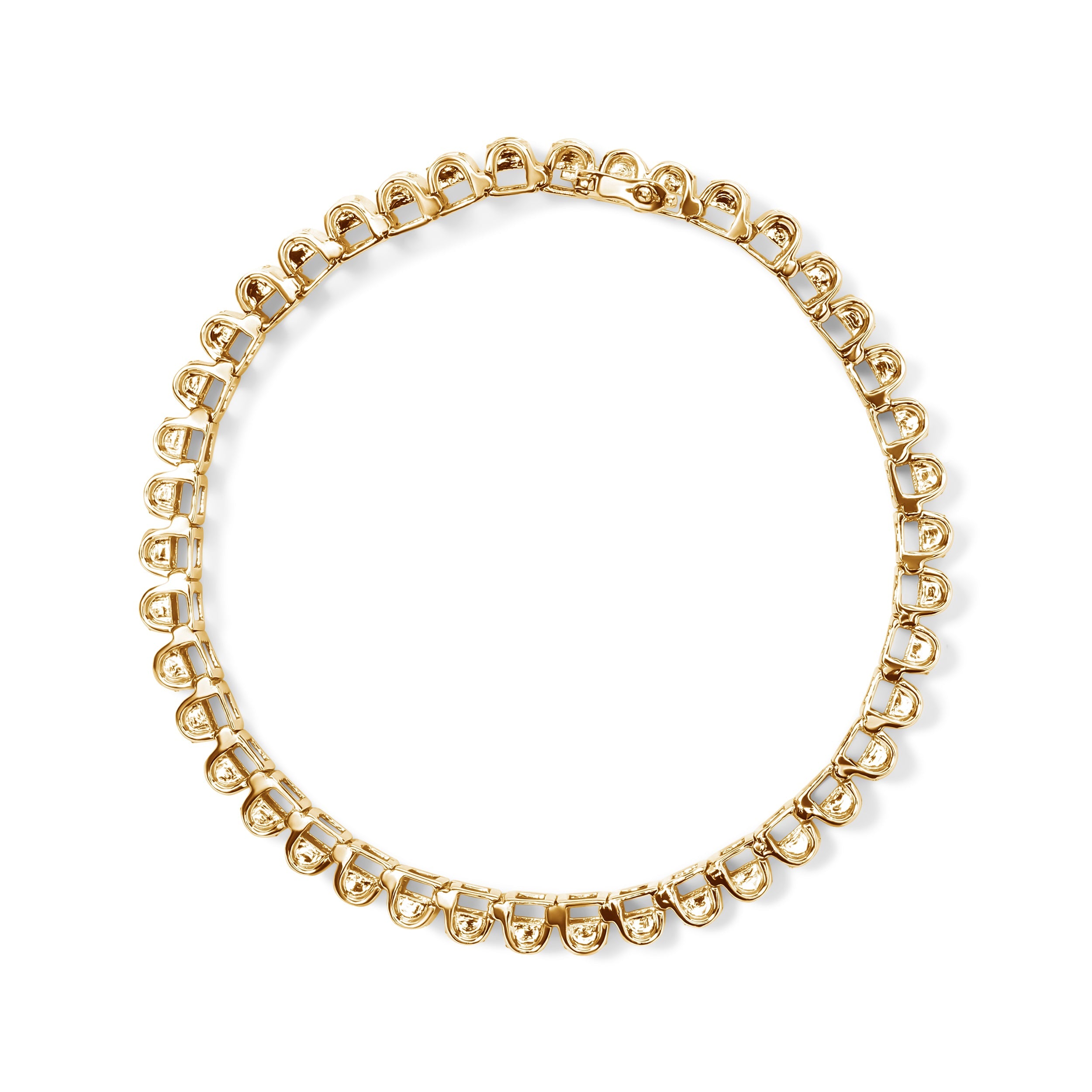 14K Yellow Gold 5.0 Cttw Invisible Set Princess-cut Diamond Buckle Link Tennis Bracelet (H-I Color, SI2-I1 Clarity) - Size 7.25" by Bids.com