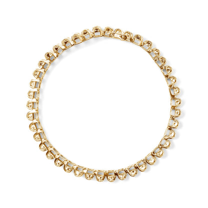 14K Yellow Gold 5.0 Cttw Invisible Set Princess-cut Diamond Buckle Link Tennis Bracelet (H-I Color, SI2-I1 Clarity) - Size 7.25" by Bids.com