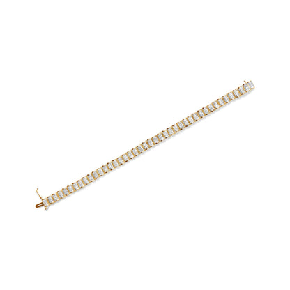 14K Yellow Gold 5.0 Cttw Invisible Set Princess-cut Diamond Buckle Link Tennis Bracelet (H-I Color, SI2-I1 Clarity) - Size 7.25" by Bids.com
