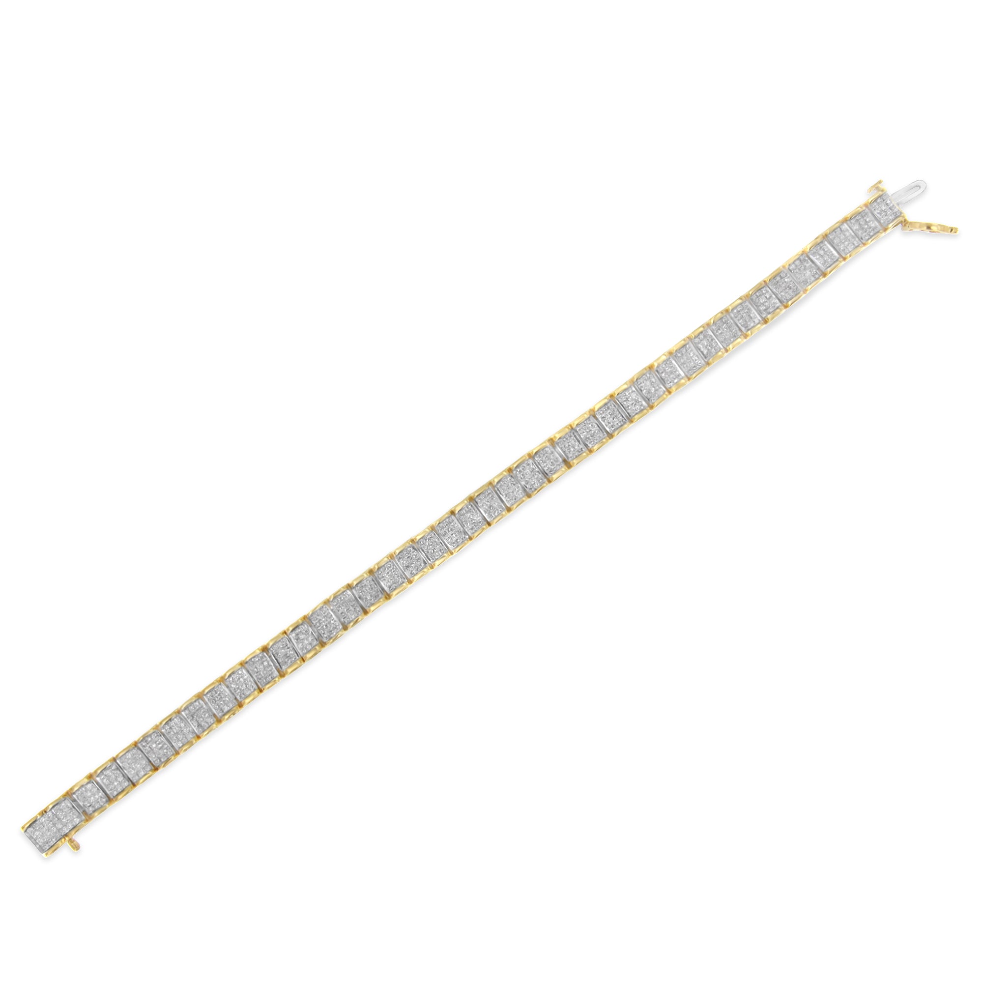 14K Yellow Gold 5.0 Cttw Invisible Set Princess-cut Diamond Buckle Link Tennis Bracelet (H-I Color, SI2-I1 Clarity) - Size 7.25" by Bids.com