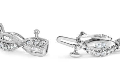 14K White Gold 2.00 Cttw Diamond Swirl and Pear Shape Link Bracelet (I-J Color, I2-I3 Clarity) - 7" by Bids.com