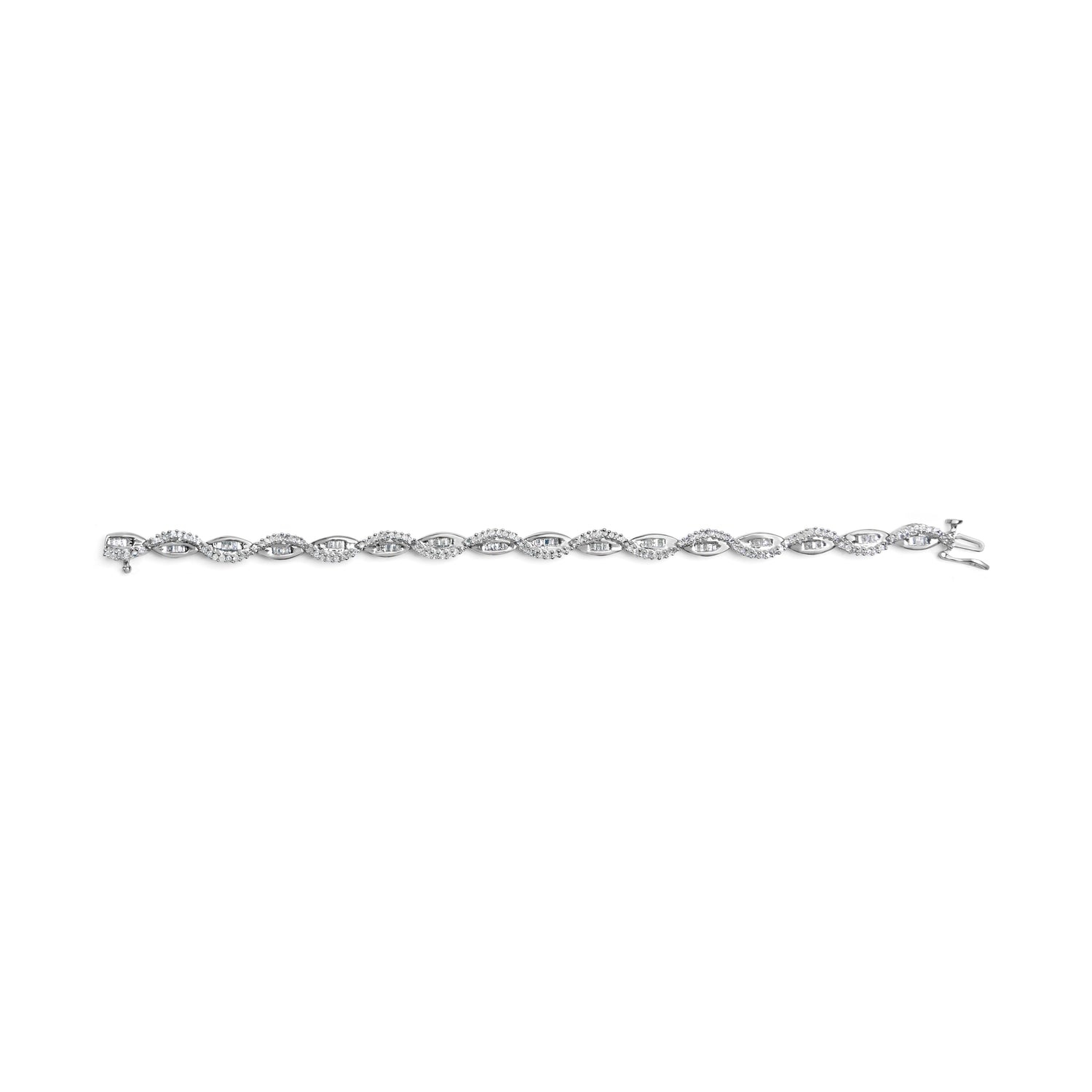 14K White Gold 2.00 Cttw Diamond Swirl and Pear Shape Link Bracelet (I-J Color, I2-I3 Clarity) - 7" by Bids.com