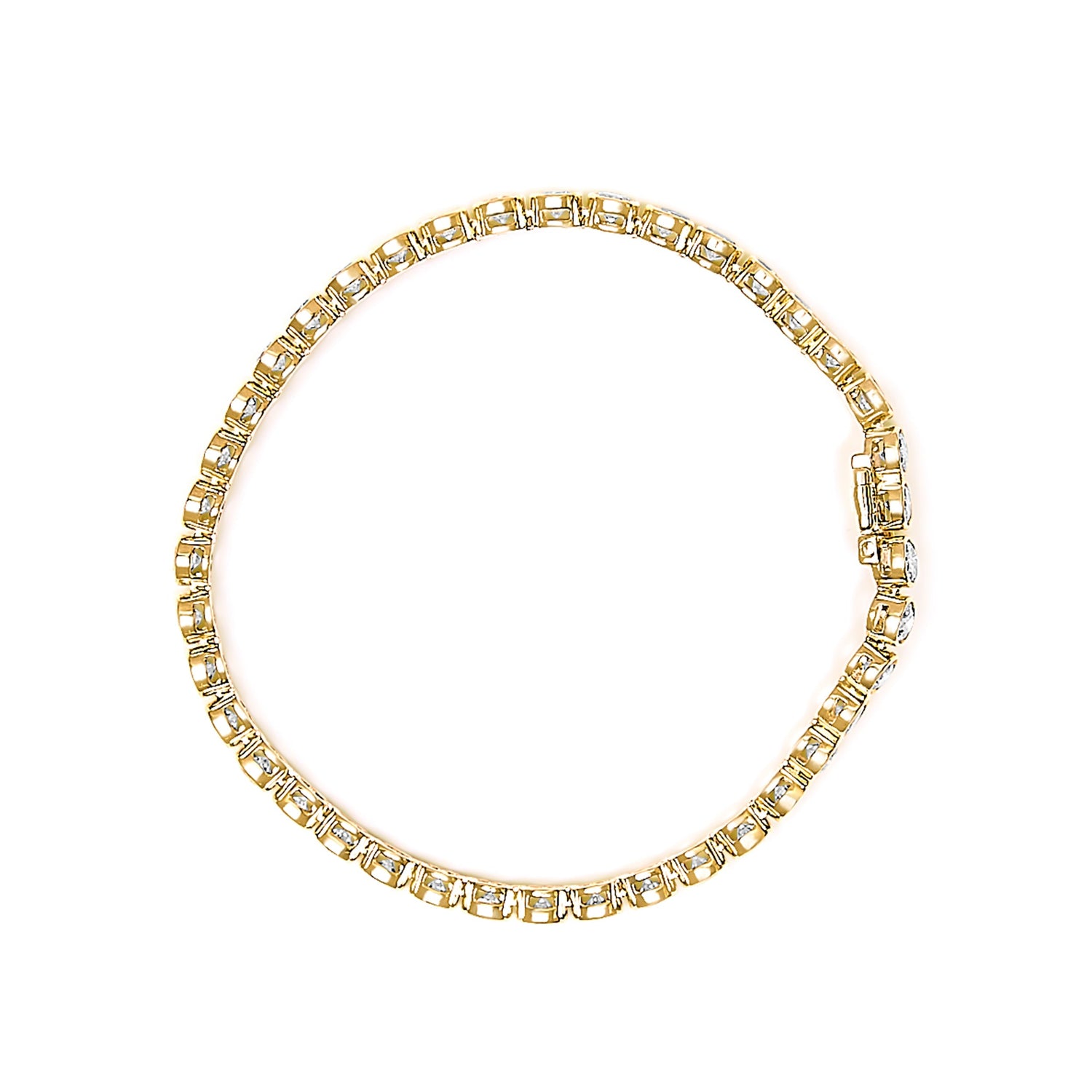 10K Yellow Gold 8.0 Cttw Bezel Set Round Diamond Tennis Bracelet  DestGlow