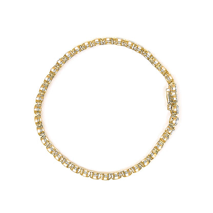 10K Yellow Gold 8.0 Cttw Bezel Set Round Diamond Tennis Bracelet  DestGlow