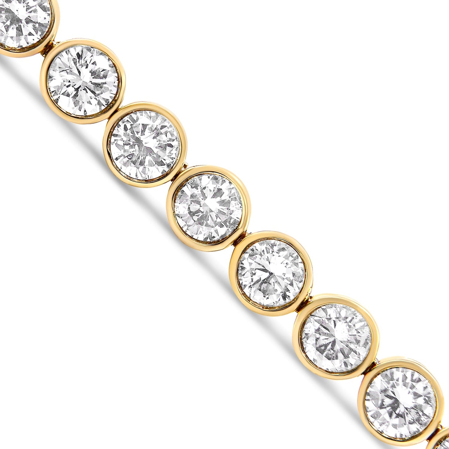 10K Yellow Gold 8.0 Cttw Bezel Set Round Diamond Tennis Bracelet  DestGlow
