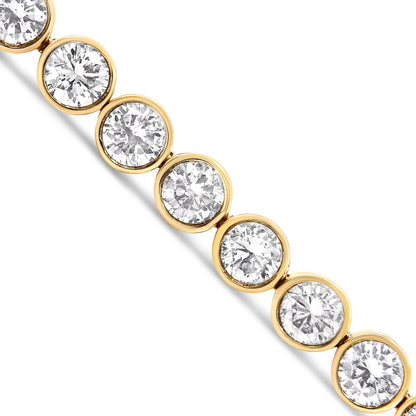 10K Yellow Gold 8.0 Cttw Bezel Set Round Diamond Tennis Bracelet  DestGlow