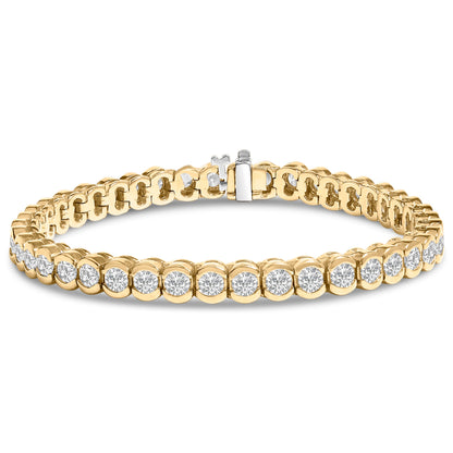 14K Yellow Gold 8.00 Cttw Half Bezel Set Diamond Tennis Bracelet (H-I Color, SI2-I1 Clarity) - 7" Inches by Bids.com