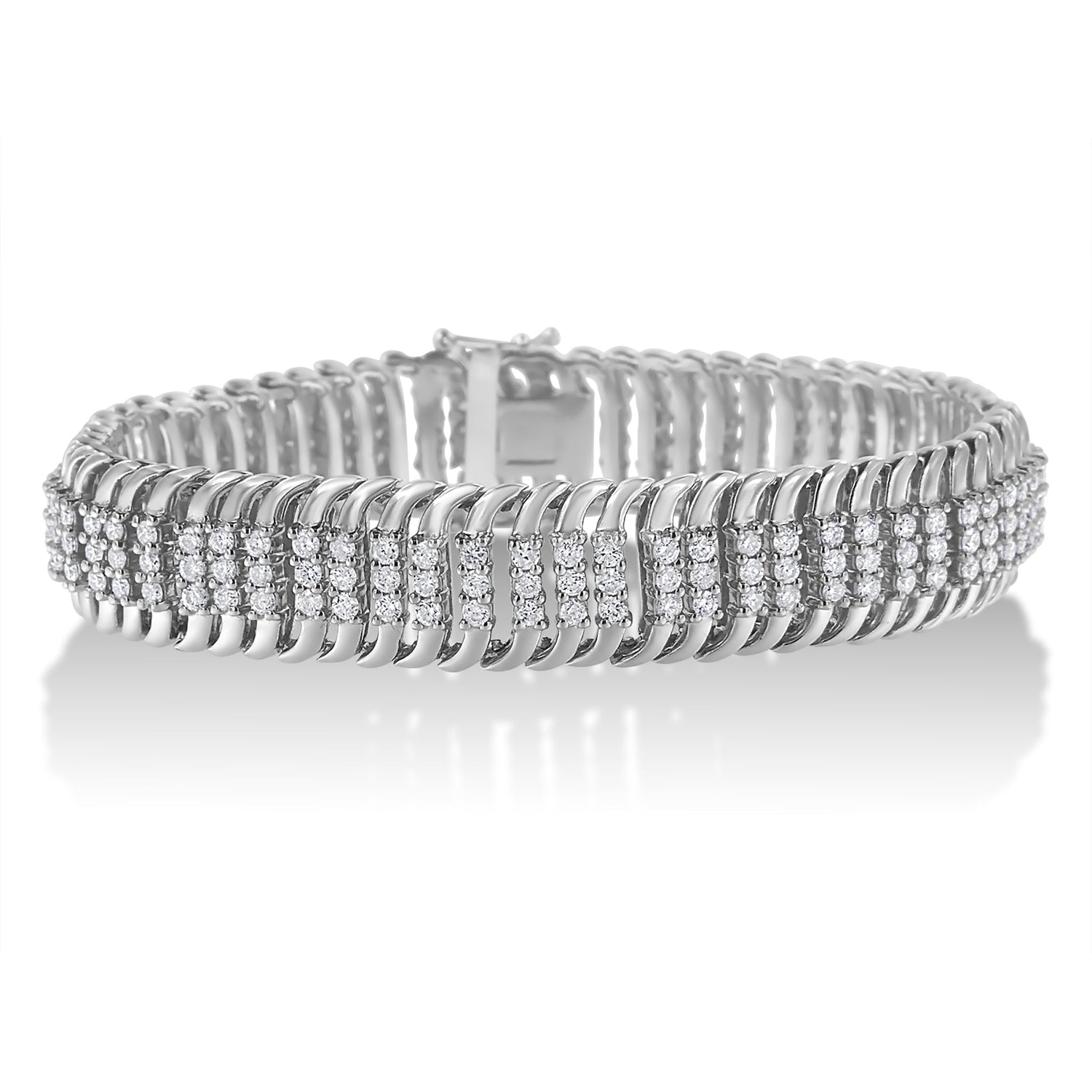 14K White Gold 5.0 Cttw Round Brilliant Cut Diamond 7" S Wave Serpentine Tennis Bracelet (H-I Color, I1-I2 Clarity) by Bids.com