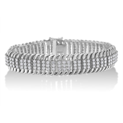 14K White Gold 5.0 Cttw Round Brilliant Cut Diamond 7" S Wave Serpentine Tennis Bracelet (H-I Color, I1-I2 Clarity) by Bids.com