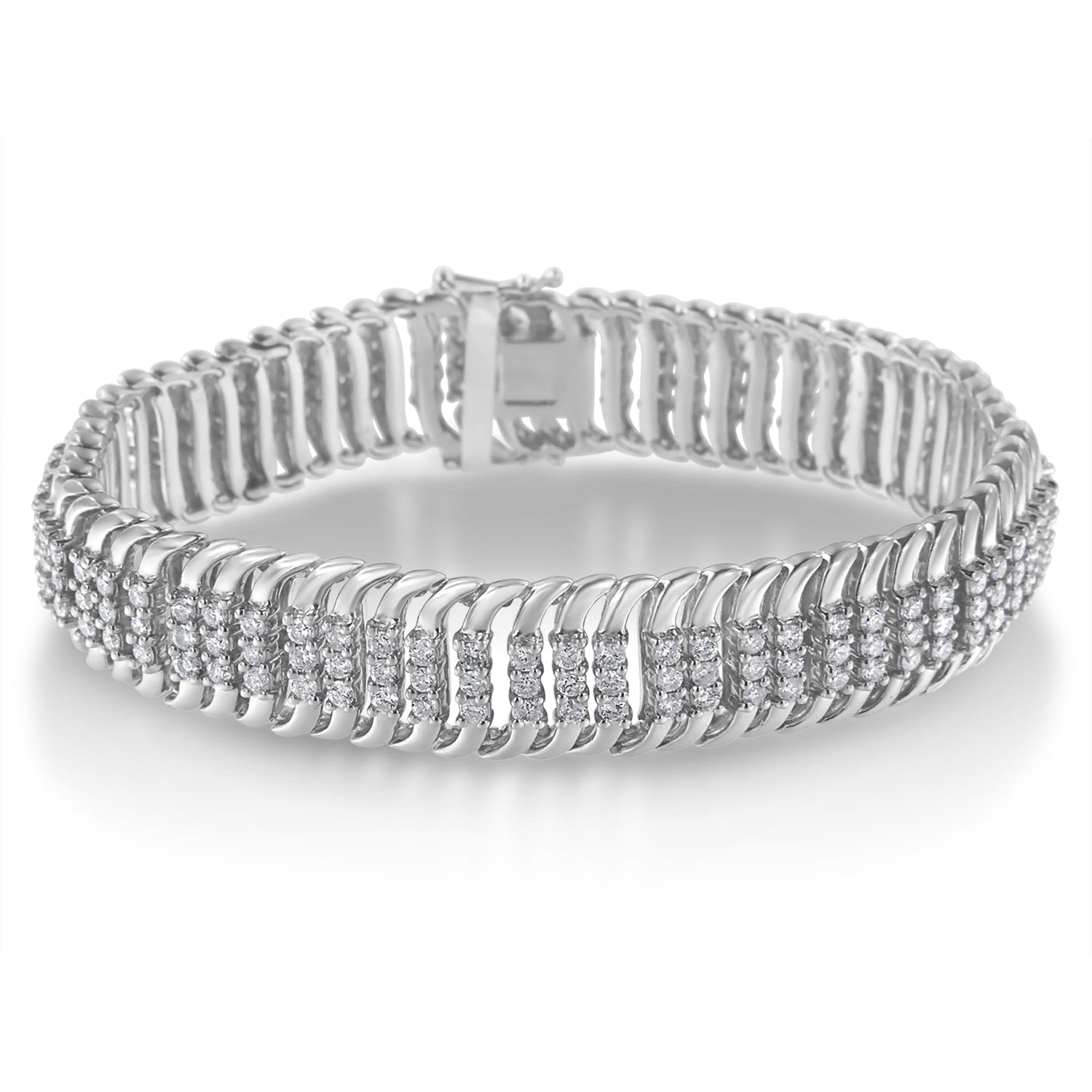14K White Gold 5.0 Cttw Round Brilliant Cut Diamond 7" S Wave Serpentine Tennis Bracelet (H-I Color, I1-I2 Clarity) by Bids.com