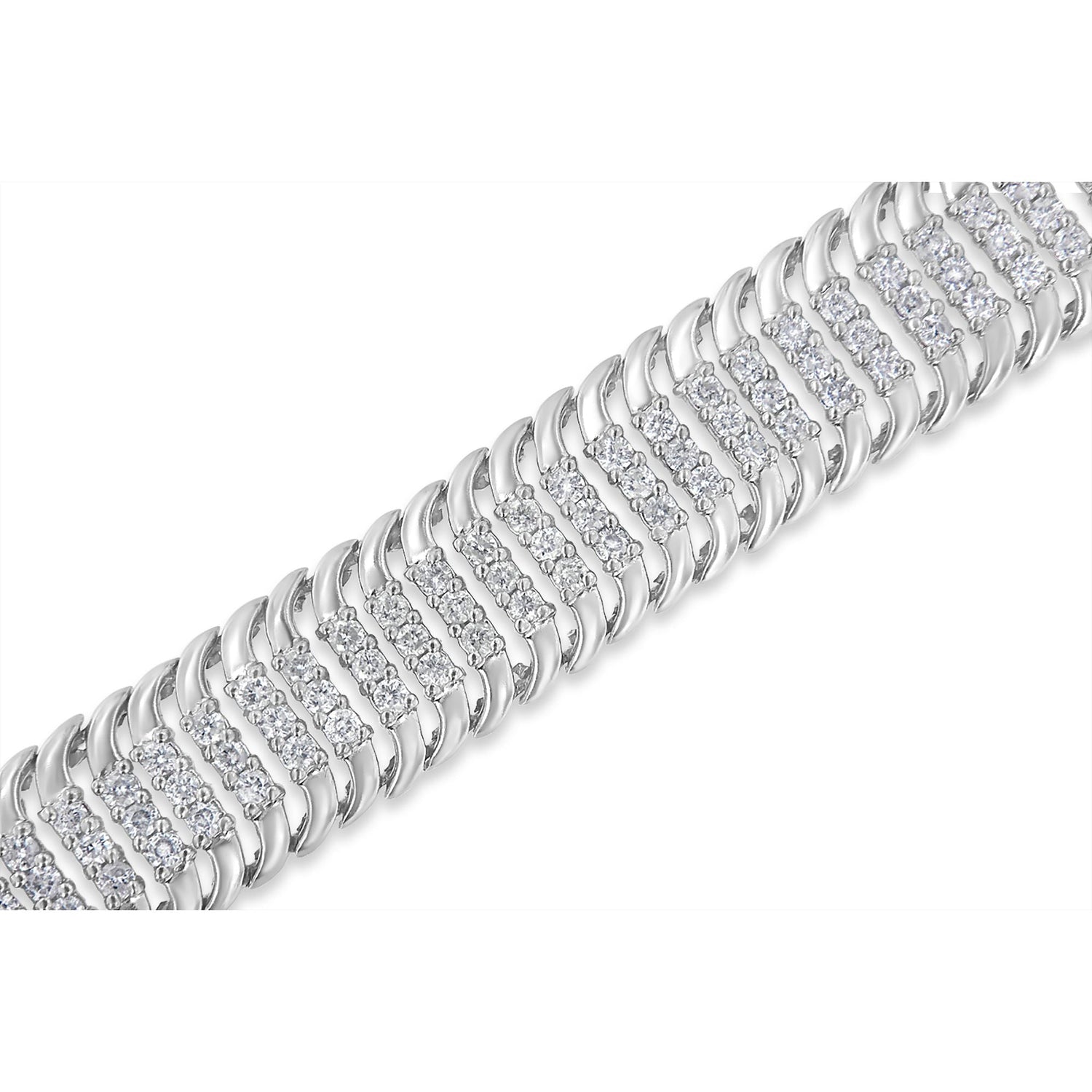 14K White Gold 5.0 Cttw Round Brilliant Cut Diamond 7" S Wave Serpentine Tennis Bracelet (H-I Color, I1-I2 Clarity) by Bids.com