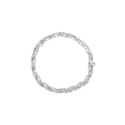 14K White Gold 2.00 Cttw Diamond Cluster and Spiral Link Bracelet (I-J Color, I1-I2 Clarity) - 7" by Bids.com