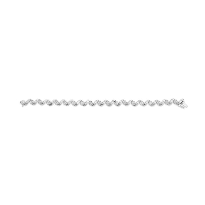 14K White Gold 2.00 Cttw Diamond Cluster and Spiral Link Bracelet (I-J Color, I1-I2 Clarity) - 7" by Bids.com