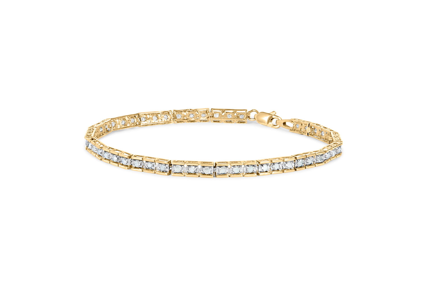 10K Yellow Gold 1.0 Cttw Round Diamond Pave Link Bracelet by Bids.com