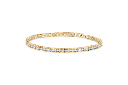 10K Yellow Gold 1.0 Cttw Round Diamond Pave Link Bracelet by Bids.com
