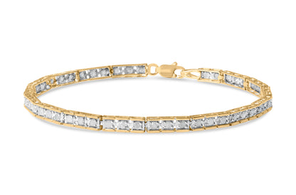 10K Yellow Gold 1.0 Cttw Round Diamond Pave Link Bracelet by Bids.com