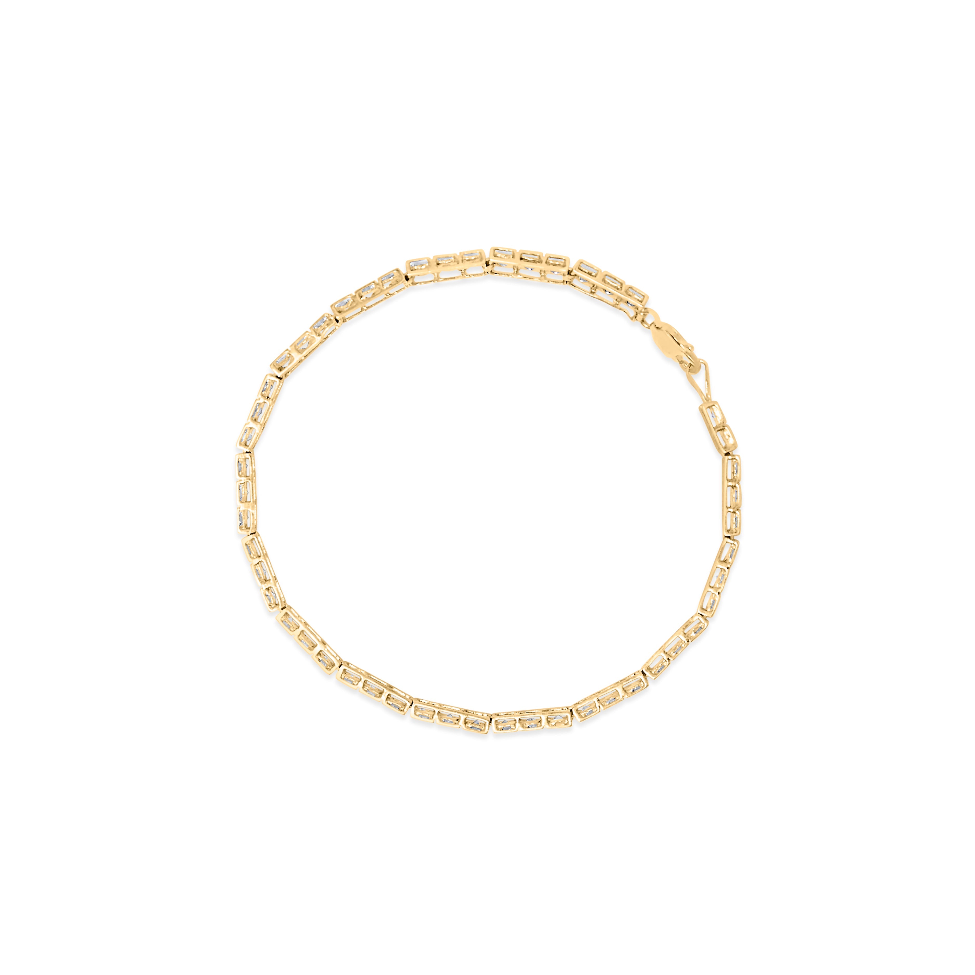 10K Yellow Gold 1.0 Cttw Round Diamond Pave Link Bracelet by Bids.com