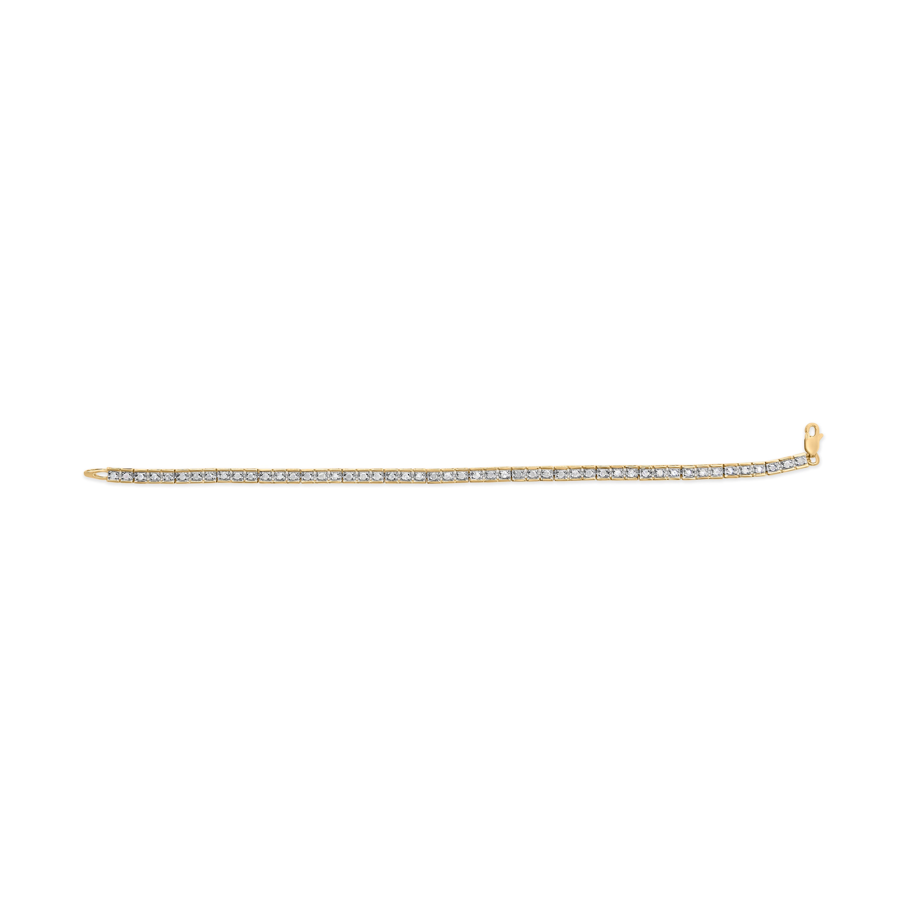 10K Yellow Gold 1.0 Cttw Round Diamond Pave Link Bracelet by Bids.com