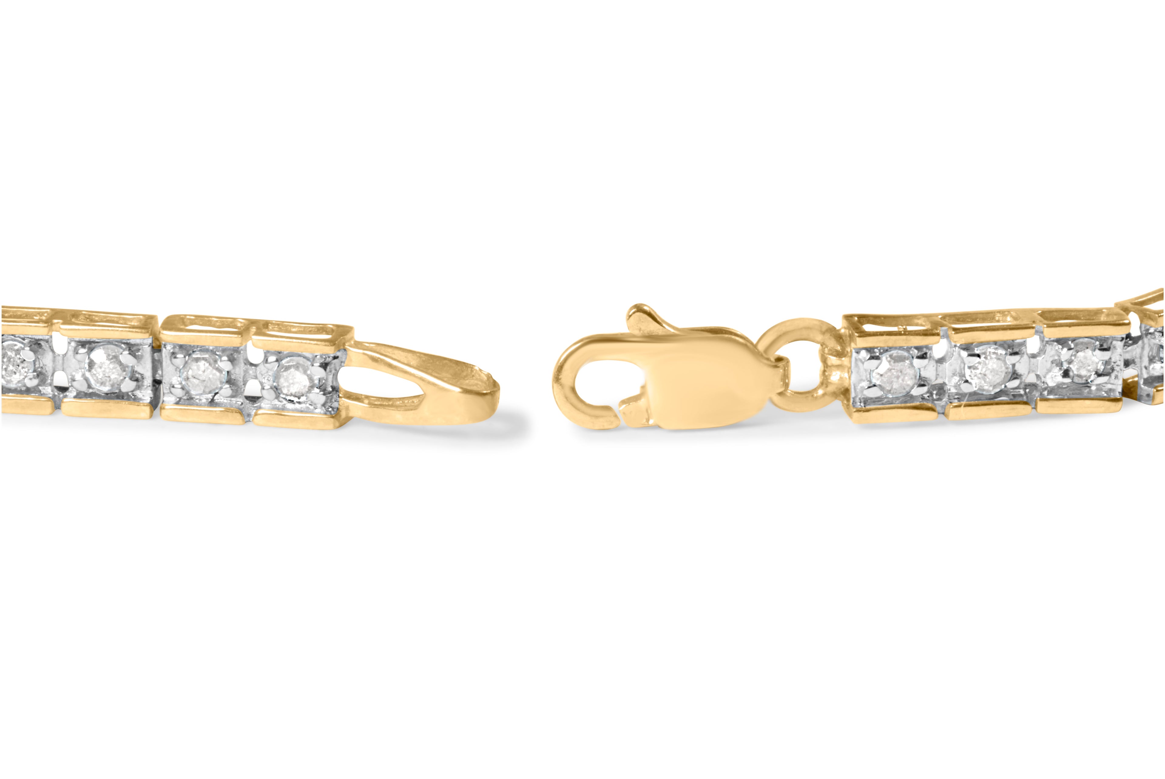 10K Yellow Gold 1.0 Cttw Round Diamond Pave Link Bracelet by Bids.com