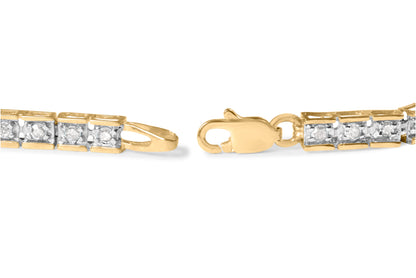10K Yellow Gold 1.0 Cttw Round Diamond Pave Link Bracelet by Bids.com