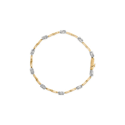 10K White and Yellow Gold 1.00 Cttw Diamond Oval Shaped Cluster Link Bracelet (I-J Color, SI2-I1 Clarity) - 7" Inches by Bids.com
